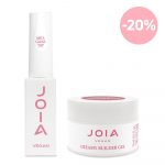 Creamy Builder Gel JOIA vegan Amber Rose 15 ml + Mica Gloss Top No Wipe 8 ml JOIA vegan Set