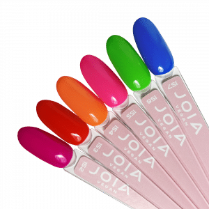 A palette of gel polishes on tips 152-157 JOIA vegan